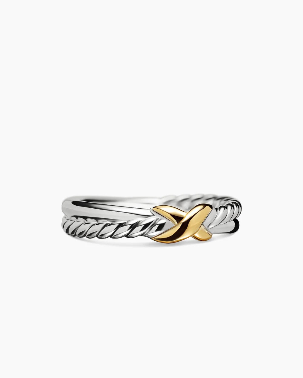 Petite X Ring Sterling Silver with 18K Yellow Gold, 4mm