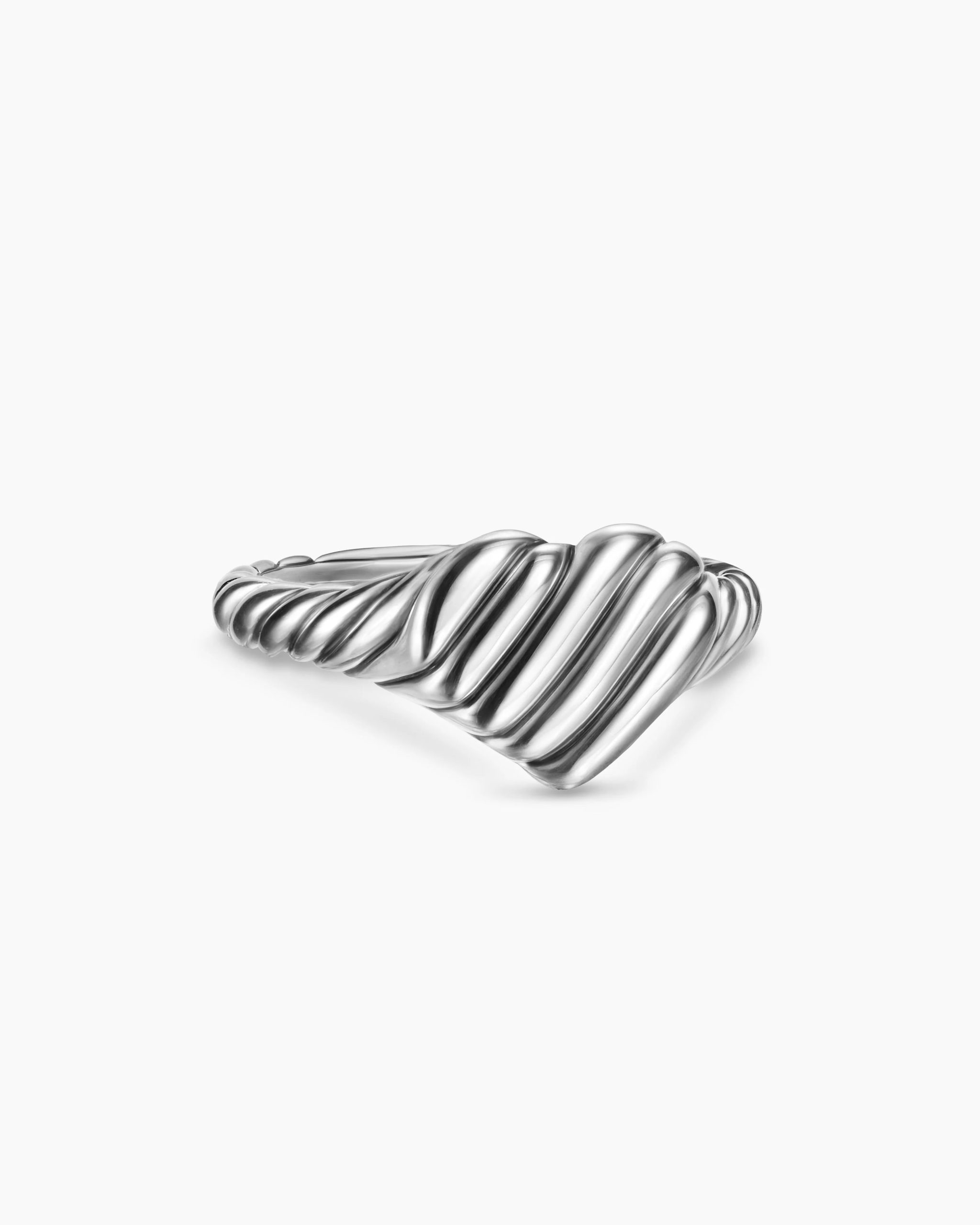 Sculpted Cable Heart Pinky Ring Sterling Silver, 9mm