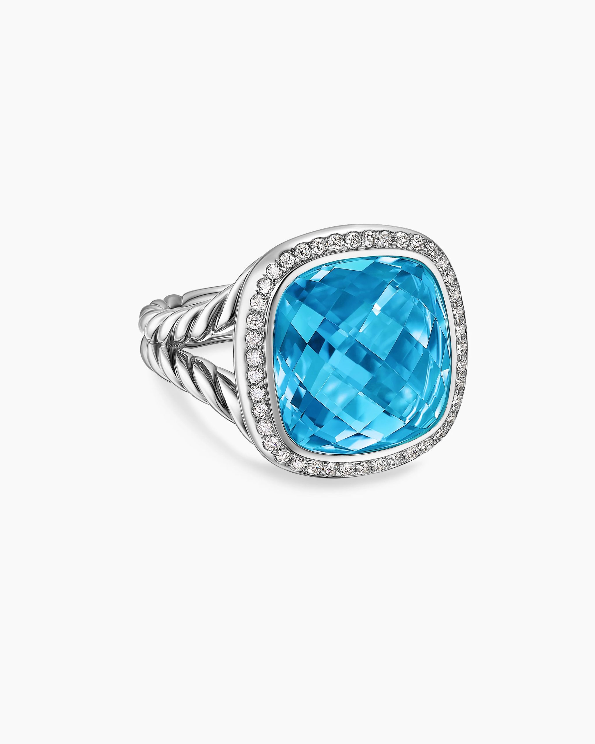 ALBION® RING Sterling Silver with 18K Yellow Gold and Blue Topaz, 15mm