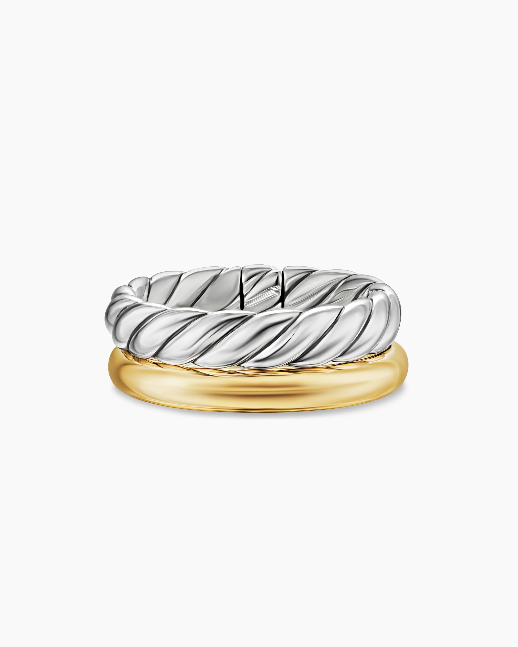 DY Mercer® Two Row Ring Sterling Silver with 18K Yellow Gold, 8mm