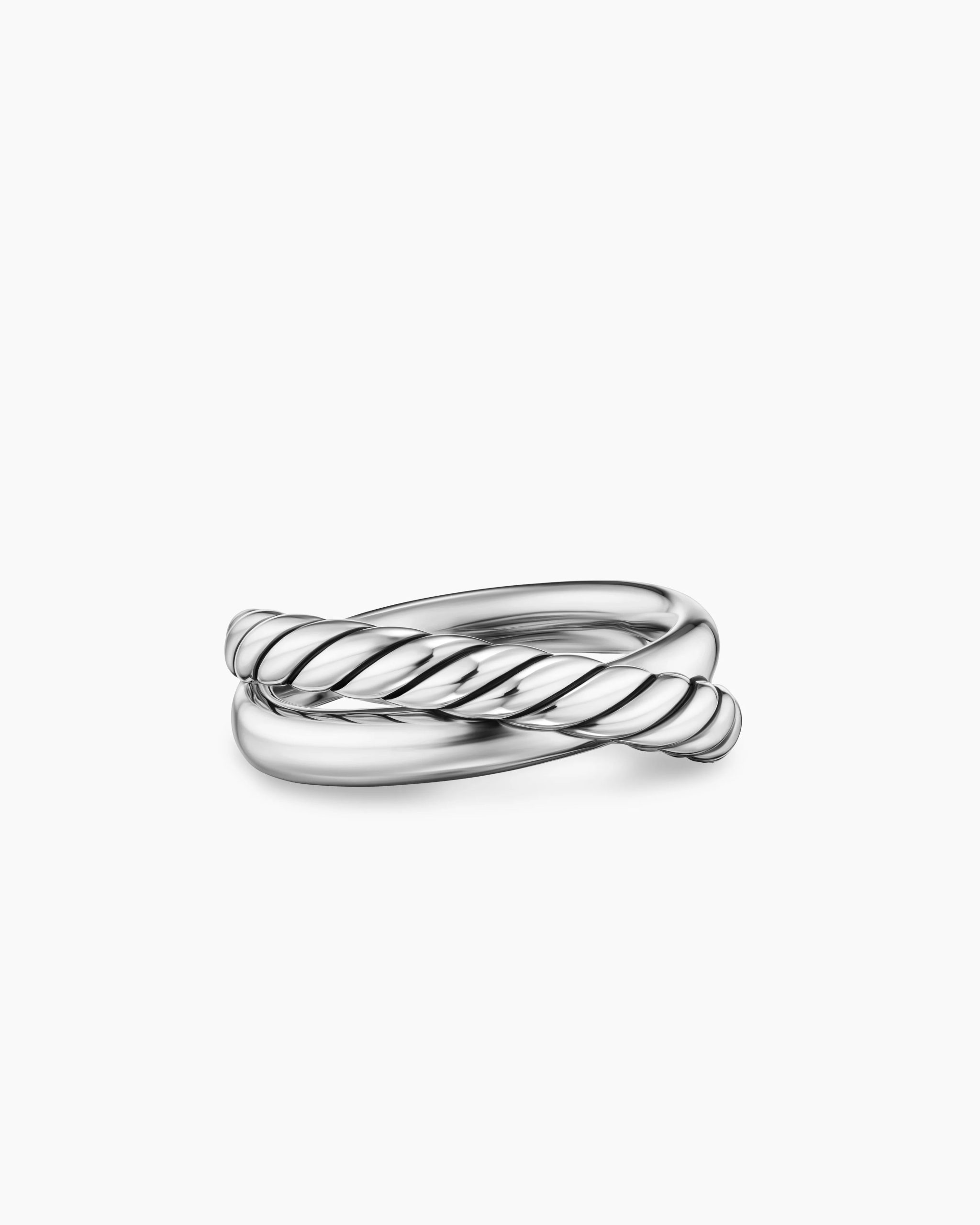 Crossover Two Row Ring Sterling Silver, 7.4mm
