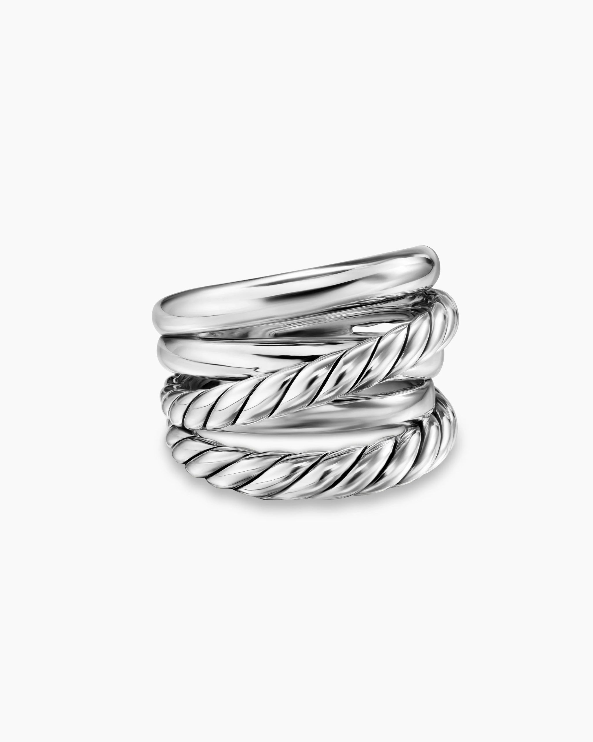 Crossover Five Row Ring Sterling Silver, 17.5mm