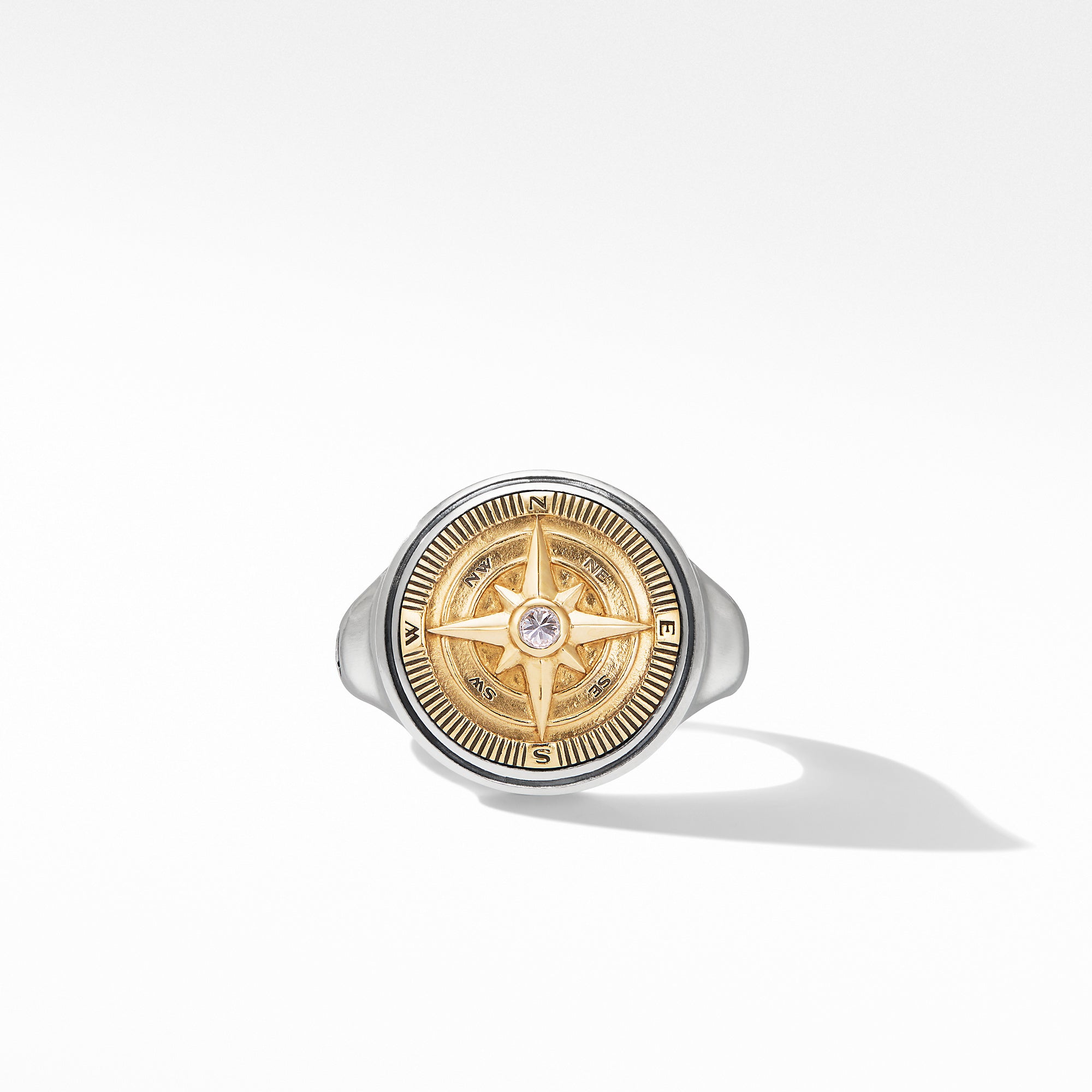 David Yurman Maritime Compass Signet Ring with 18k Gold and Diamond- R25391MS8ADI