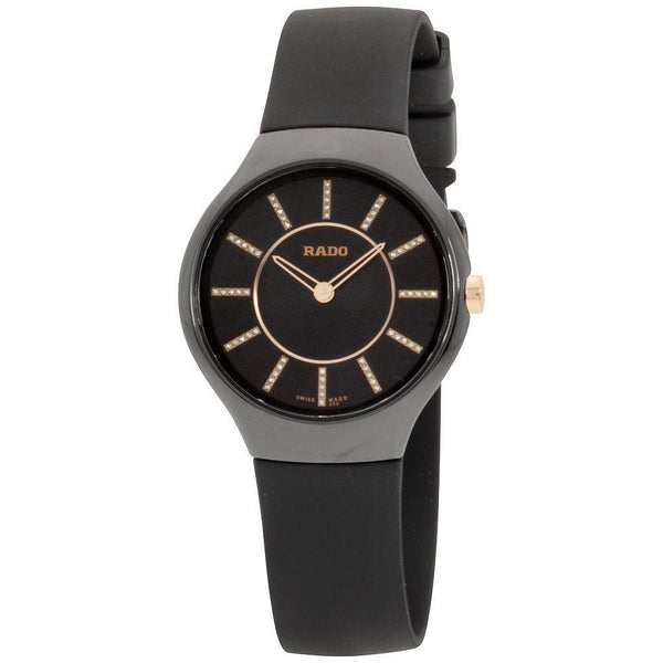 Rado Women's R27742709 True Thinline Black Silicone Watch