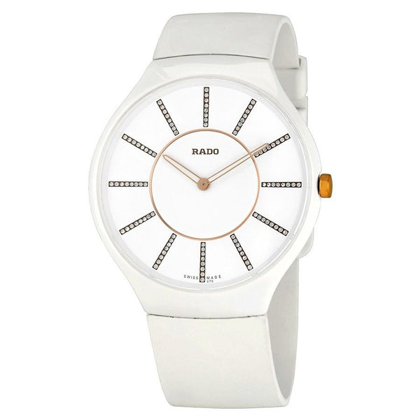 Rado Women's R27957709 True Thinline Diamond White Rubber Watch