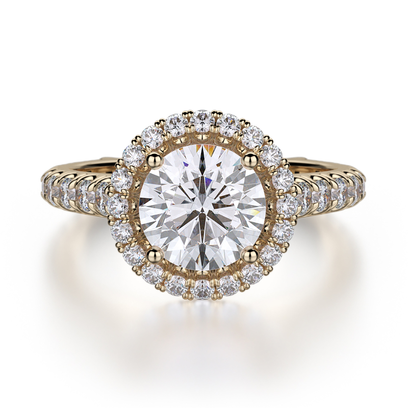 R440-1.5 Europa Yellow Gold Round Engagement Ring 1.25