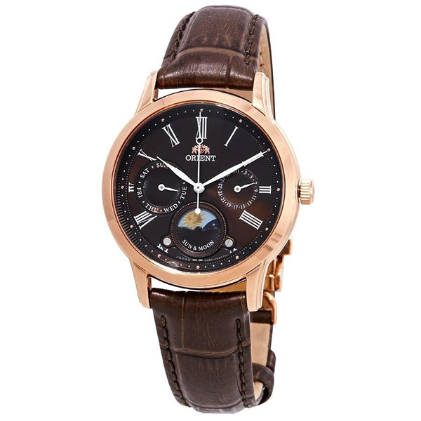 Orient Women's RA-KA0002Y10B Sun and Moon Multi-Function Brown Leather Watch