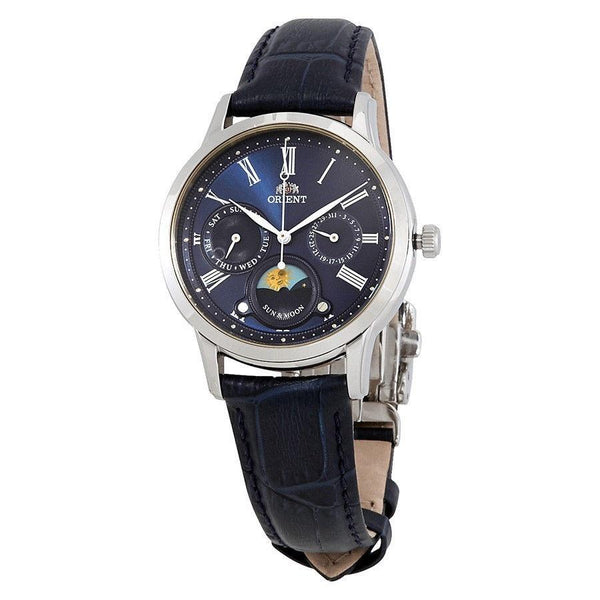 Orient Women's RA-KA0004L10B Sun and Moon Multi-Function Blue Leather Watch