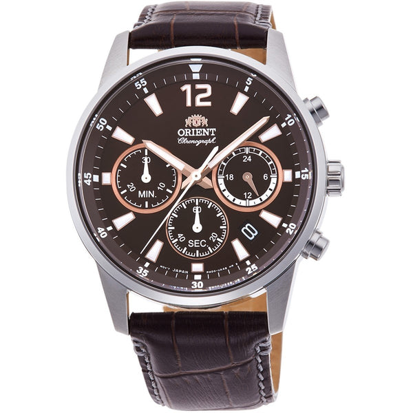 Orient Men's RA-KV0006Y10B Sports Chronograph Chronograph Brown Leather Watch
