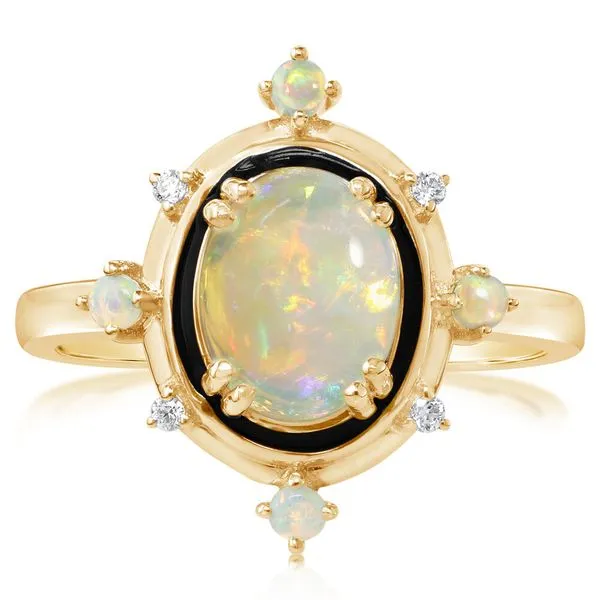 Yellow Gold Calibrated Light Opal Ring
