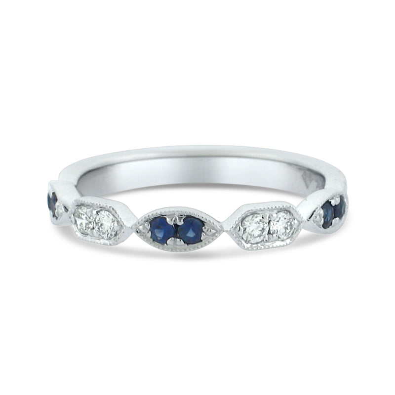 PRIVE' 18K WHITE GOLD 0.17CT DIAMOND & 0.13CT SAPPHIRE ALTERNATING BAND