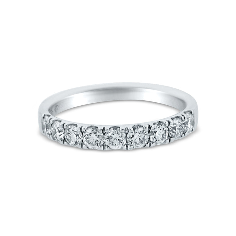 18K WHITE GOLD 0.75CT, 9 STONE 1/2 WAY WEDDING BAND