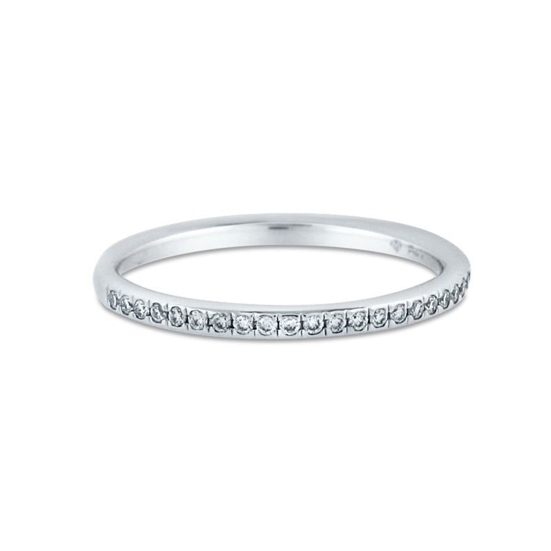 PRIVE' 18K WHITE GOLD & 0.14CT DIAMOND 1/2 WAY WEDDING BAND