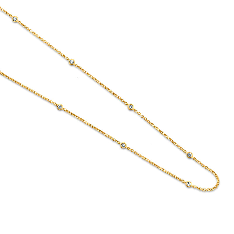 PRIVE' 18K YELLOW GOLD 0.23CT DIAMOND BY THE YARD NECKLACE 16 INCHES