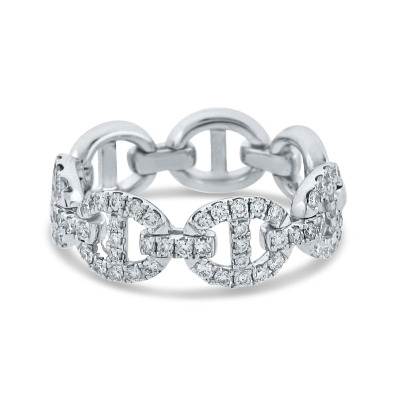 PRIVE' 18K WHITE GOLD 0.49CT DIAMOND FLEXIBLE CHAIN RING