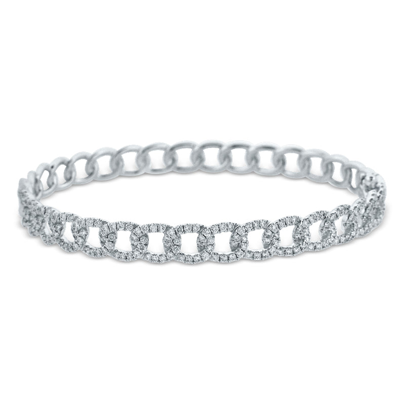 PRIVE' 18K WHITE GOLD 1.41CT PAVE SET DIAMOND CURB BRACELET