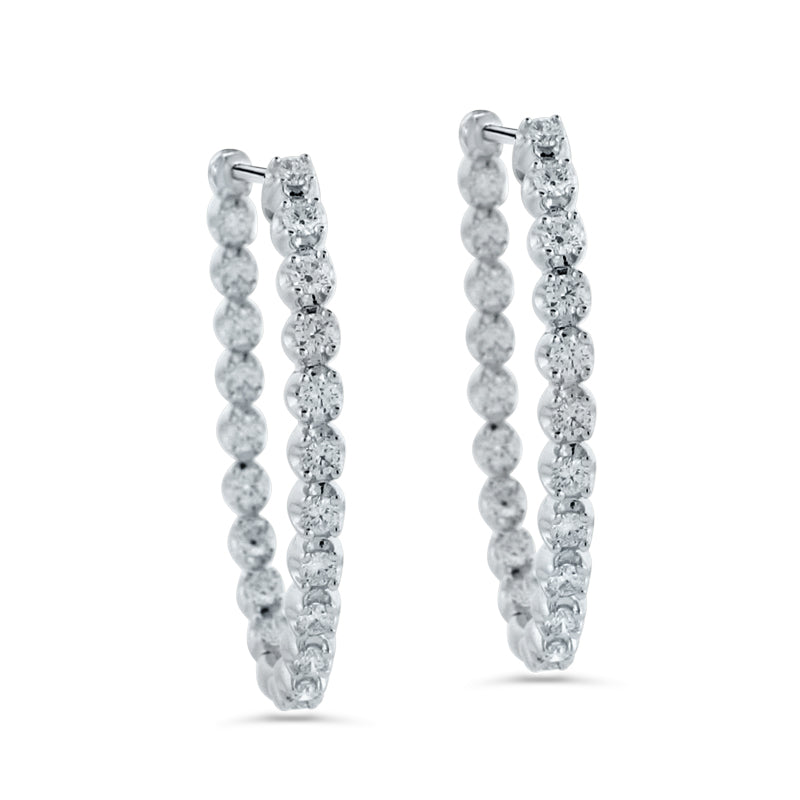 PRIVE' 18K WHITE GOLD 1.21CT DIAMOND HOOP EARRING