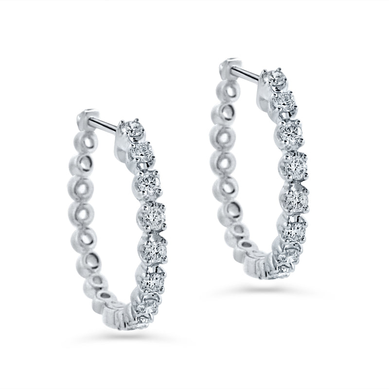 PRIVE'18K WHITE GOLD 0.49CT DIAMOND HOOPS