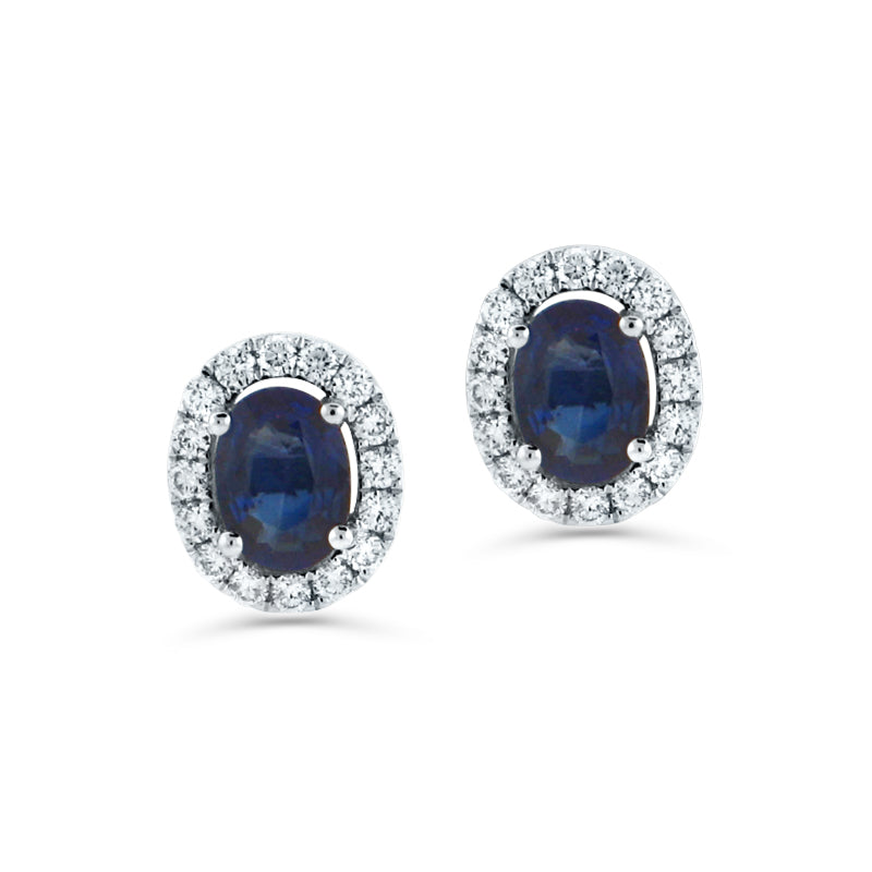 PRIVE18K WHITE GOLD 1.89CT SAPHIRE & 0.46CT DIAMOND HALO STUDS