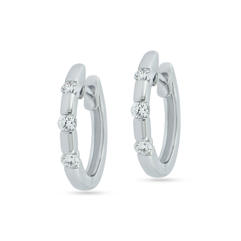 PRIVE'18K WHITE GOLD 0.27CT DIAMOND HOOP EARRINGS