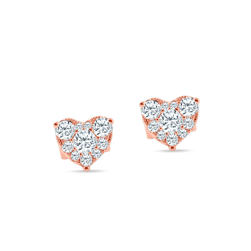 PRIVE'18K ROSE GOLD 0.29CT DIAMOND HEARTSHAPED STUDS