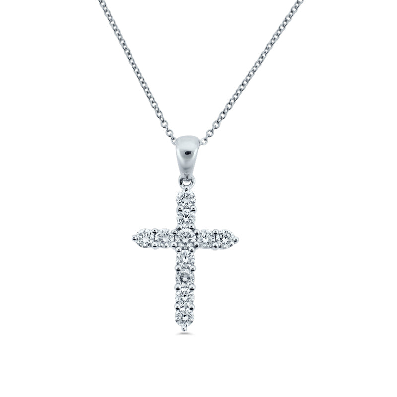PRIVE' 18K WHITE GOLD 0.50CT DIAMOND CROSS PENDANT