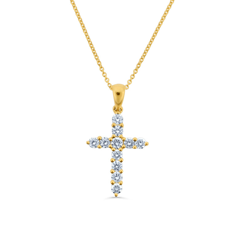 PRIVE' 18K YELLOW GOLD 0.50CT DIAMOND CROSS PENDANT