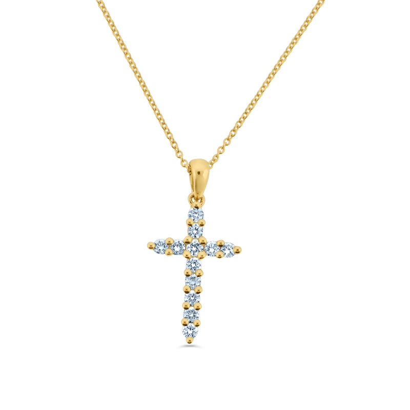PRIVE'18K YELLOW GOLD 0.35CT DIAMOND CROSS PENDANT