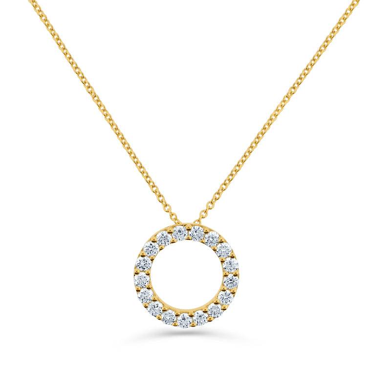 PRIVE' 18K YELLOW GOLD 0.48CT DIAMOND CIRCLE PENDANT