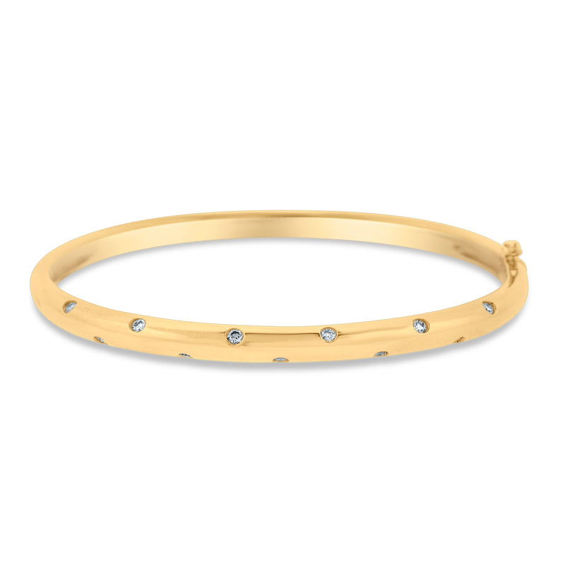 PRIVE' 18K YELLOW GOLD 0.33CT FLUSH SET DIAMOND HINGED BANGLE