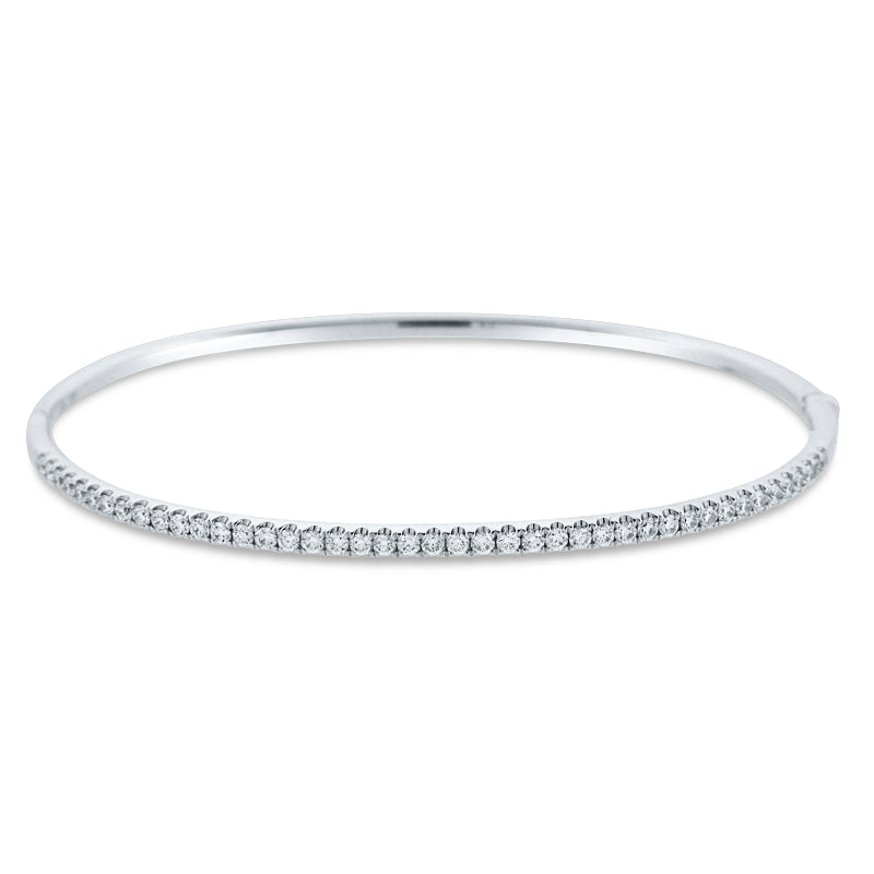 PRIVE'18K WHITE 0.78CT HINGED BANGLE