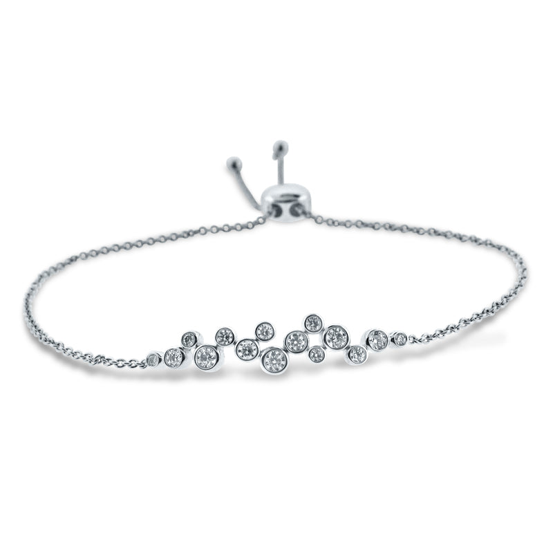PRIVE' 18K WHITE GOLD & 0.39CT DIAMOND BEZEL-SET SCATTER BRACELET