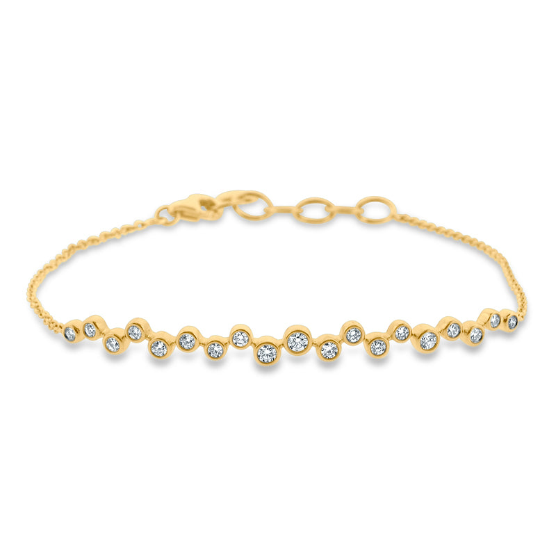 PRIVE' 18K YELLOW GOLD 0.42CT BEZEL SET DIAMOND SCATTER BRACELET