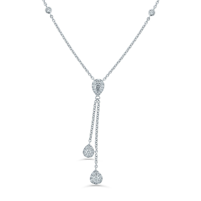 PRIVE'18K WHITE GOLD 0.51CT DIAMOND PEARSHAPED DANGLE NECKLACE