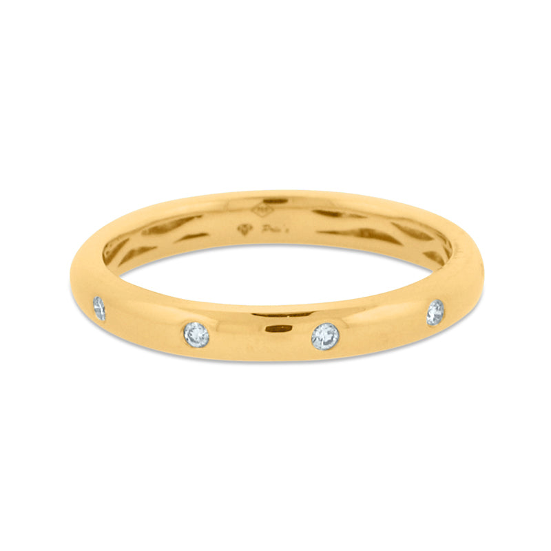 PRIVE 18K YELLOW GOLD 0.10CT DIAMOND FLUSH SET RING