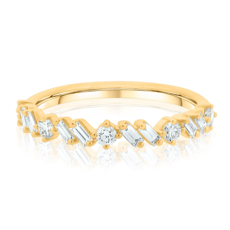 MULLOYS PRIVE'18K YELLOW GOLD FIRECRACKER .42CTVS/SI-G DIAMOND BAND R25923