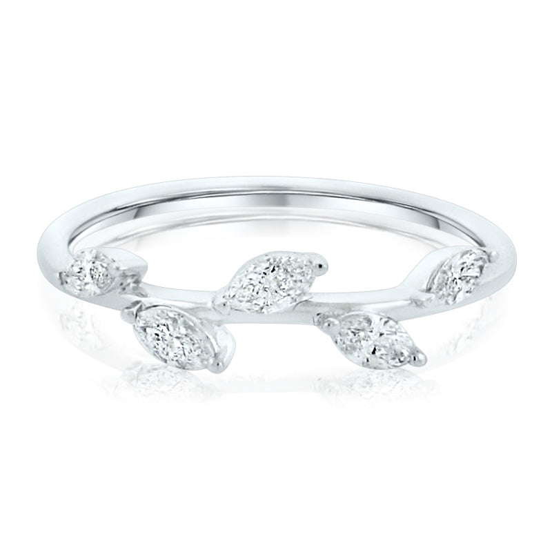 MULLOYS PRIVE'18K WHITE .29CT VS-SI-G MARQUIS DIAMOND BAND OR WRAP R24305