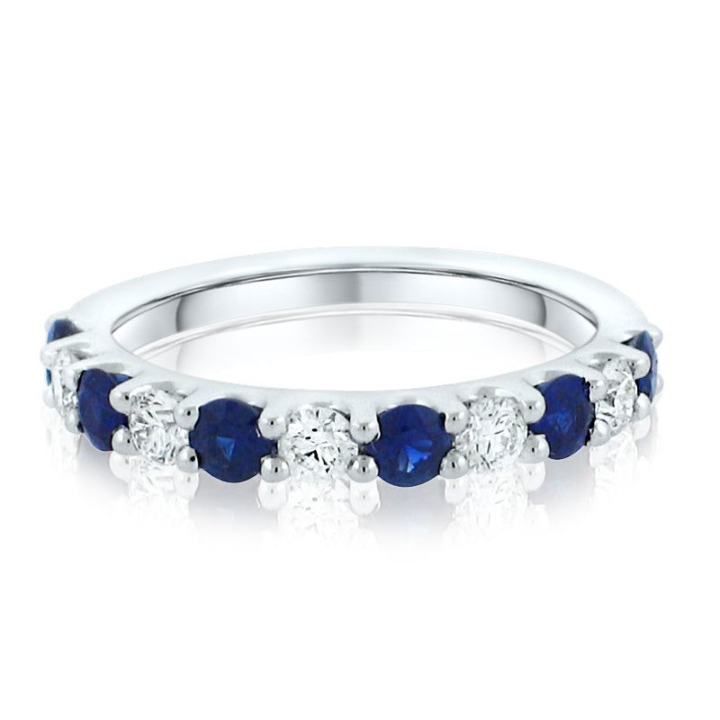 MULLOYS PRIVE'18K WHITE GOLD .76CT A+ SAPPHIRE .44CT VS-SI-G DIAMOND BAND R17549S