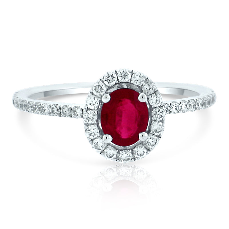 MULLOYS PRIVE'18K WHITE GOLD .71CT A+ RUBY .38CT VS-SI-G DIAMOND RING R05729R