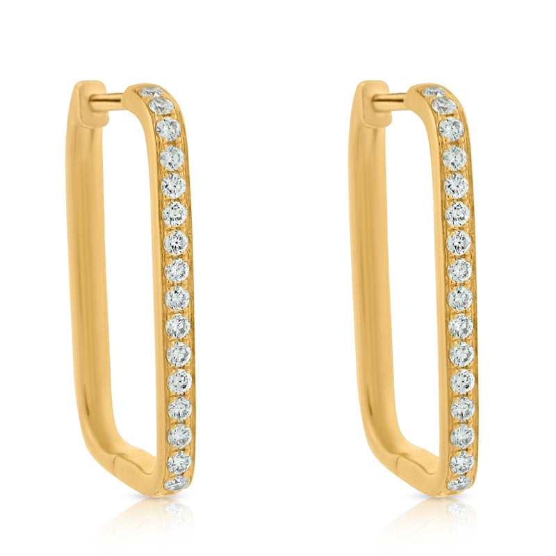MULLOYS PRIVE'18K YELLOW GOLD .45CT VS-SI-G DIAMOND RECTANGULAR HOOPS E09718