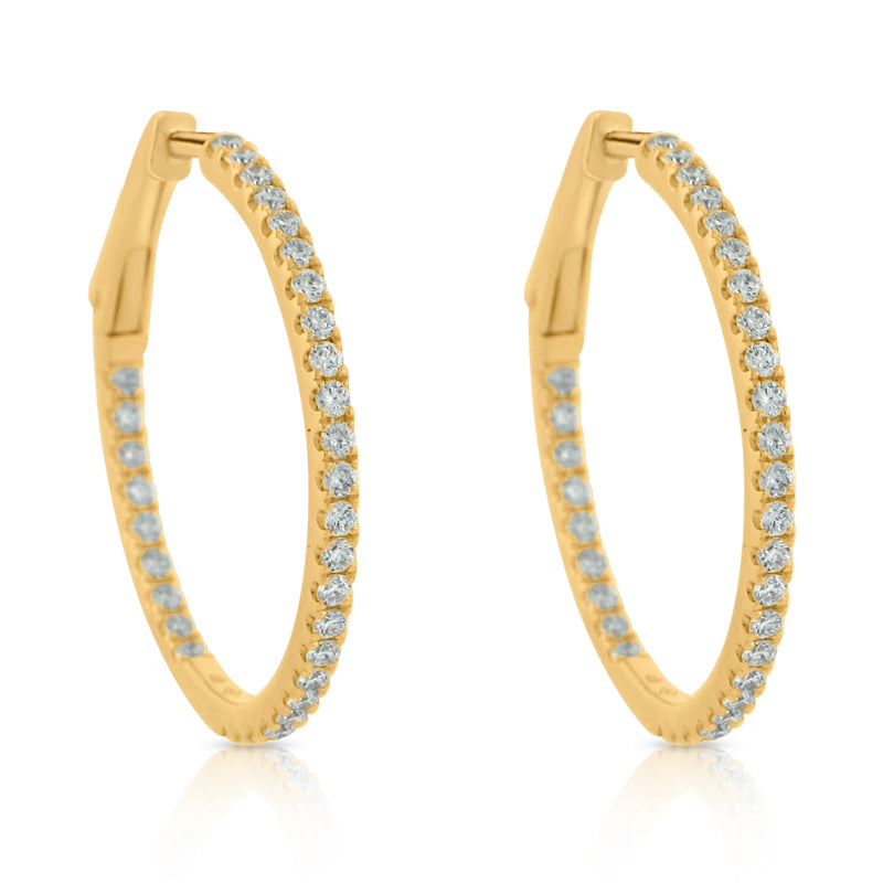 MULLOYS PRIVE'18K YELLOW GOLD .71CT VS-SI-G SECURE CLASP INSIDE OUT DIAMOND HOOPS E10608(Y)