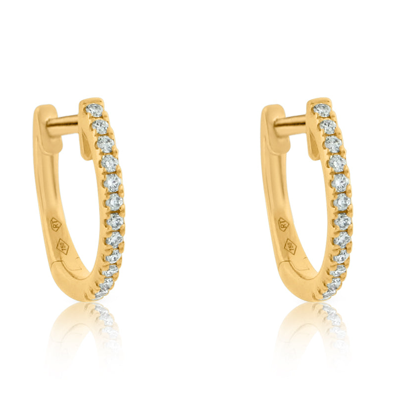 MULLOYS PRIVE'18K YELLOW GOLD .12CT VS-SI-G MINI DIAMOND HOOPS E04292(Y)