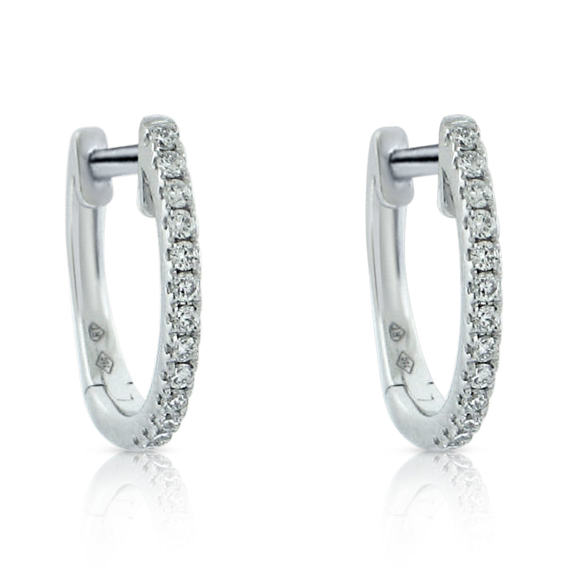 MULLOYS PRIVE'18K WHITE GOLD .12CT VS-SI-G MINI DIAMOND HOOPS E04292(W)