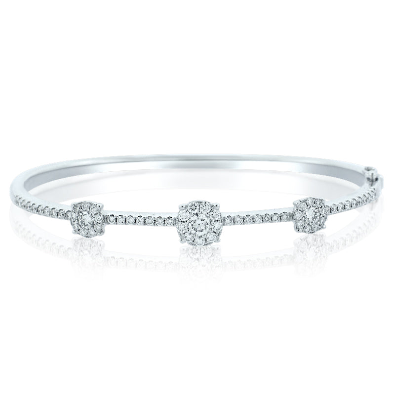 MULLOYS PRIVE'18K WHITE GOLD 1.32CTVS-SI-G DIAMOND ILLUSION FLEX BRACELET A01350