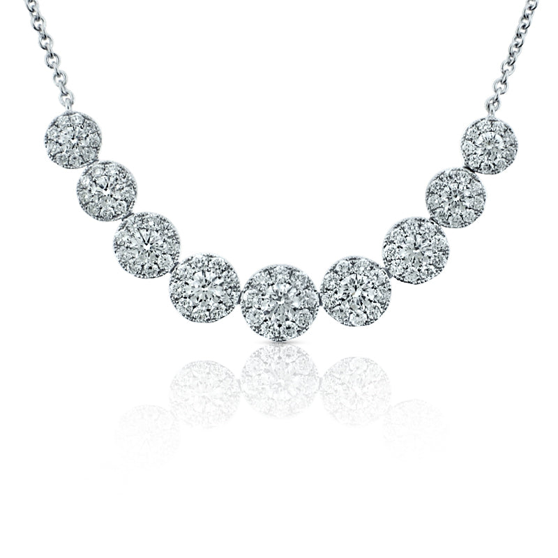 MULLOYS PRIVE'18K WHITE GOLD DIAMOND ILLUSION RIVIERA NECKLACE 1.59CT VS-SI-G DIAMOND N02519