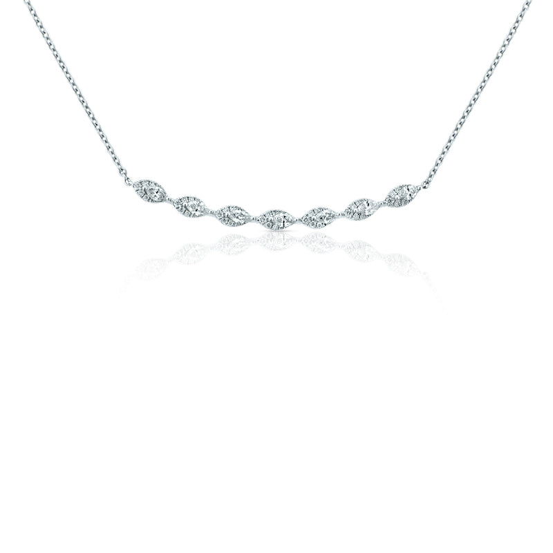 MULLOYS PRIVE'18K WHITE GOLD MARQUIS DIAMOND MINI RIVIERA .53CT VS-SI-G DIAMONDS NKN03319