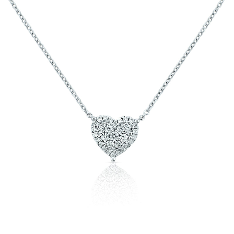 MULLOYS PRIVE'18K WHITE GOLD PAVE' DIAMOND HEART .33CT VS-SI-G DIAMONDS N01876