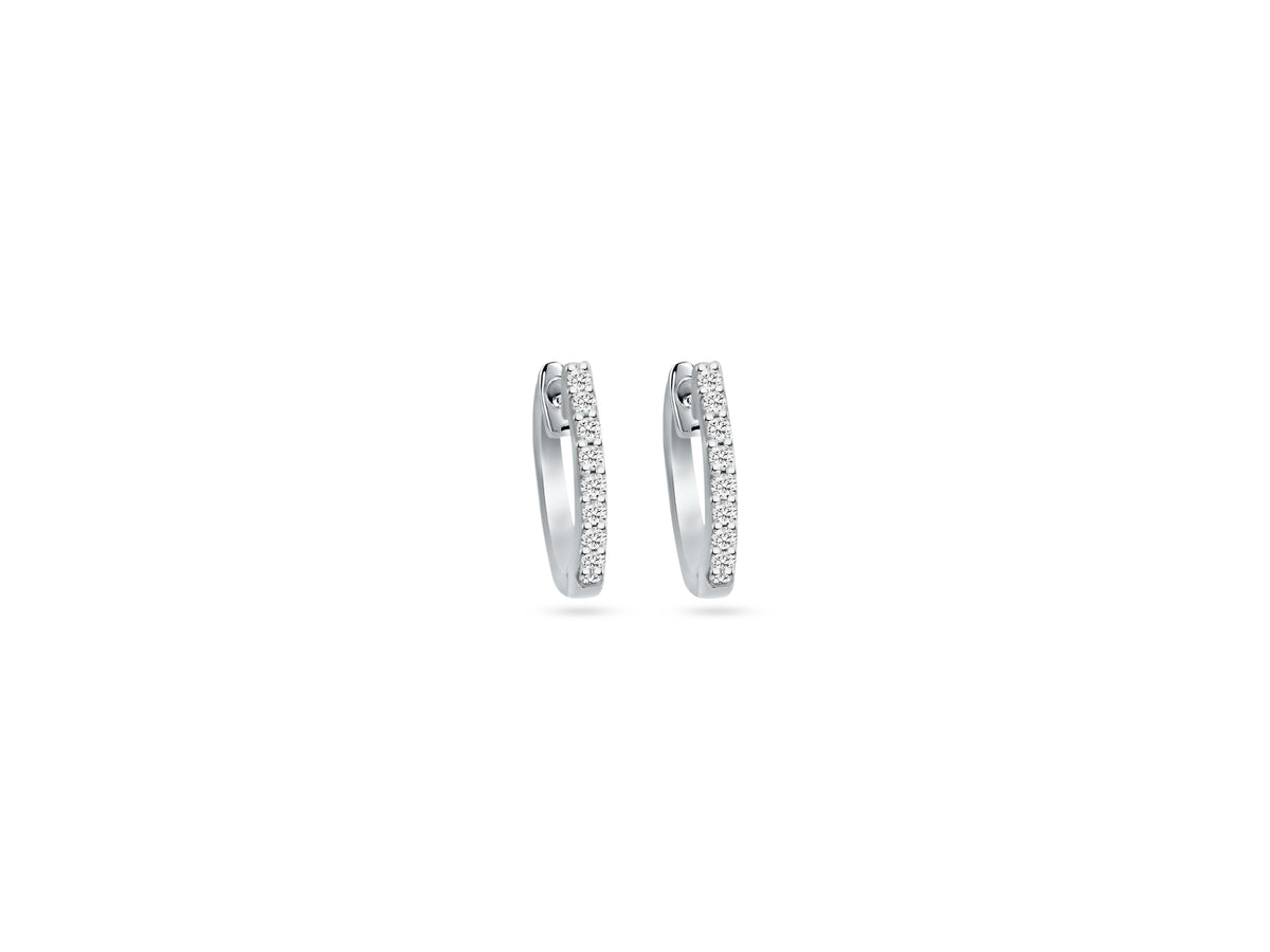 MULLOYS PRIVE'18K WHITE GOLD .17CT VS-SI CLARITY G COLOR DIAMOND HOOPS