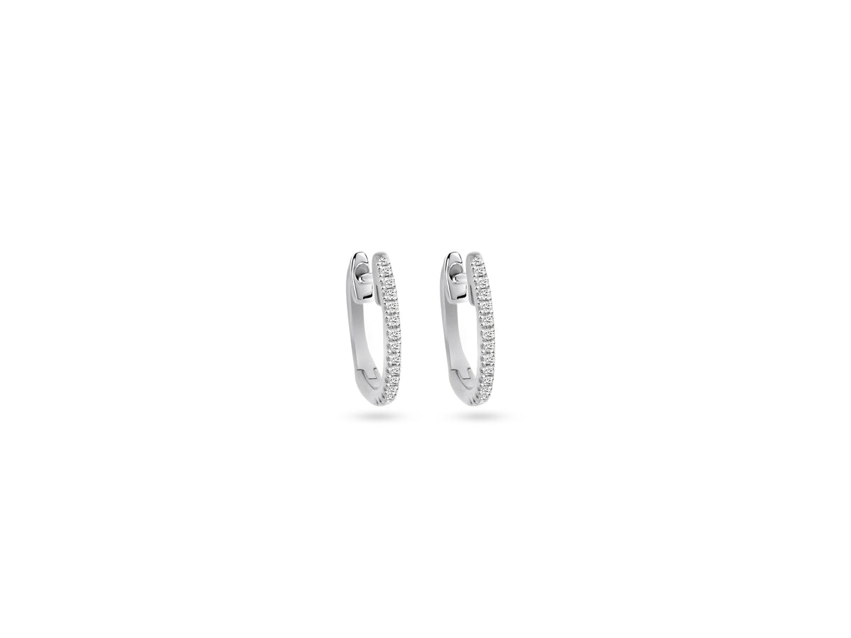 MUILLOYS PRIVE'18K WHITE GOLD .17CT VS-SI CLARITY G COLOR DIAMOND HOOPS