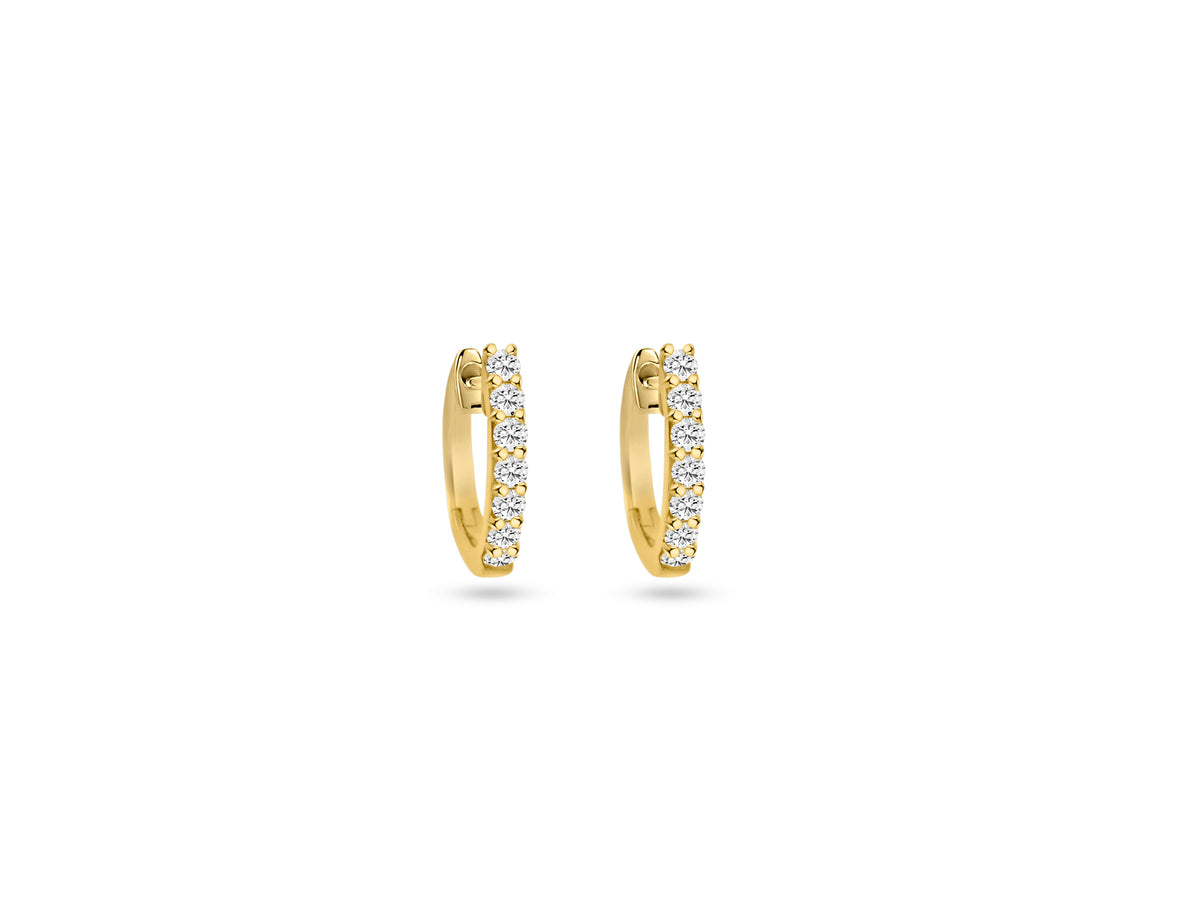MULLOYS PRIVE'18K YELLOW GOLD .37CT VS-SI CLARITY G COLOR DIAMOND HOOPS